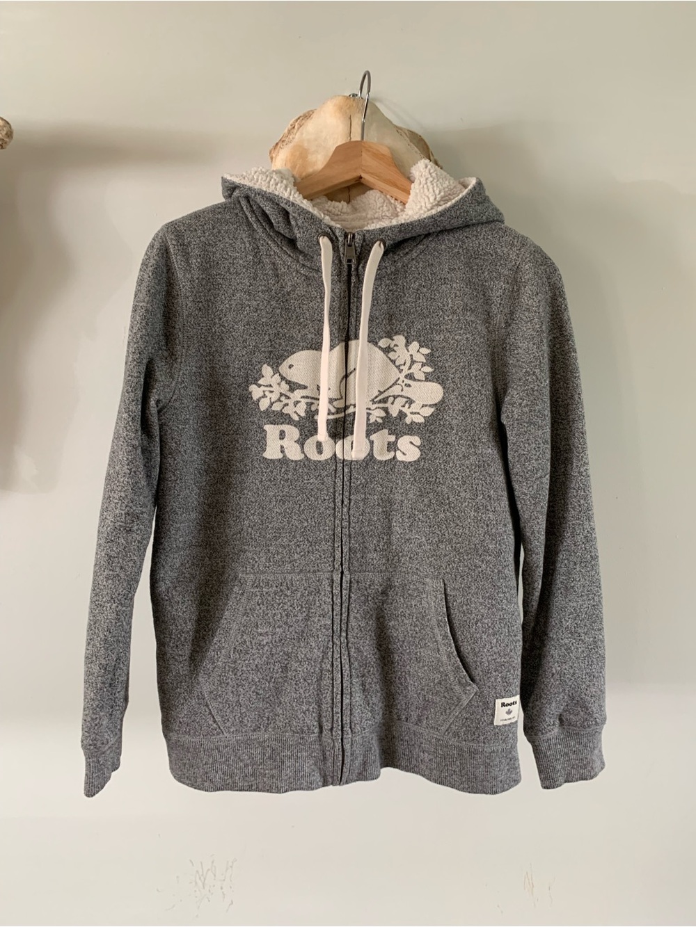 Roots Gray Sherpa-Lined Zip Hoodie